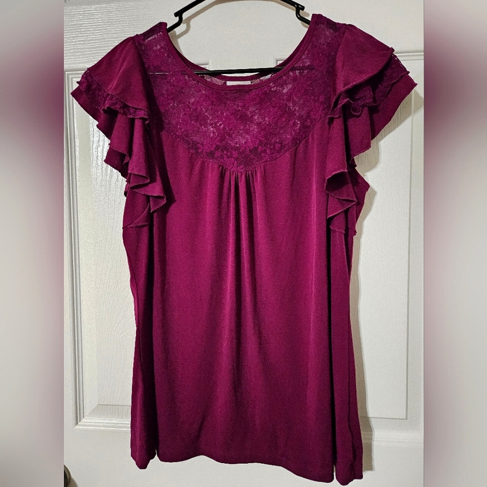 Worthington Blouse w/ Lace Detail, Sz 1X